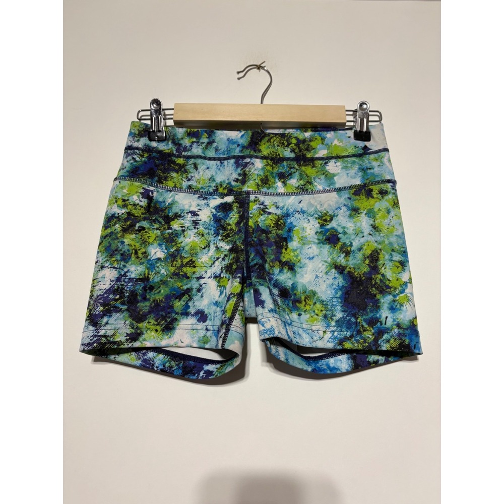 Athleta Women Size S Blue Green Abstract Floral Shorts 489392